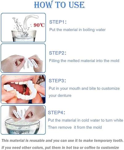 2 Pairs Top and Bottom, Adjustable Temporary Cosmetic, Natural Comfortable for Beautiful Smile Instant Confidence(White) in Saudi Arabia