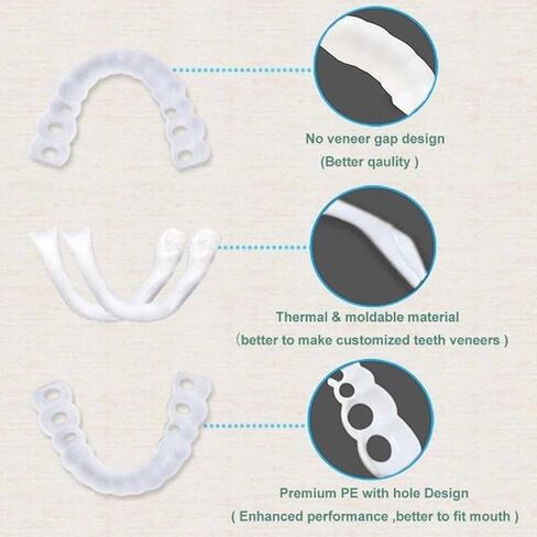 2 Pairs Top and Bottom, Adjustable Temporary Cosmetic, Natural Comfortable for Beautiful Smile Instant Confidence(White) in Saudi Arabia
