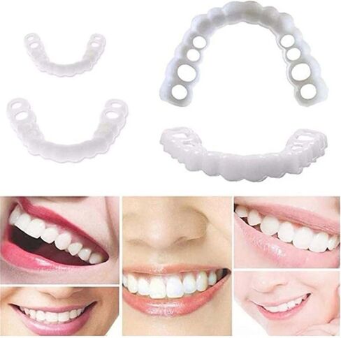 2 Pairs Top and Bottom, Adjustable Temporary Cosmetic, Natural Comfortable for Beautiful Smile Instant Confidence(White) in Saudi Arabia