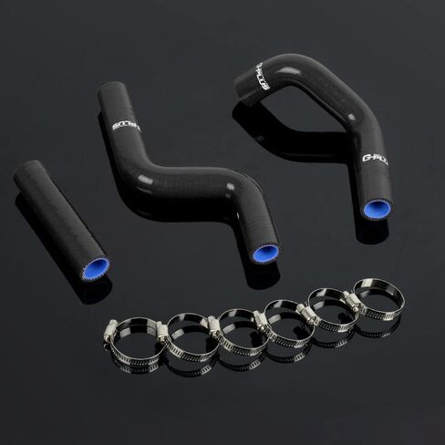 PIT66 Silicone Radiator Hose Kit,Compatible with Kawasaki KX80 98-00/KX85 01-12/KX100 98-12 Black with Clamps in Saudi Arabia