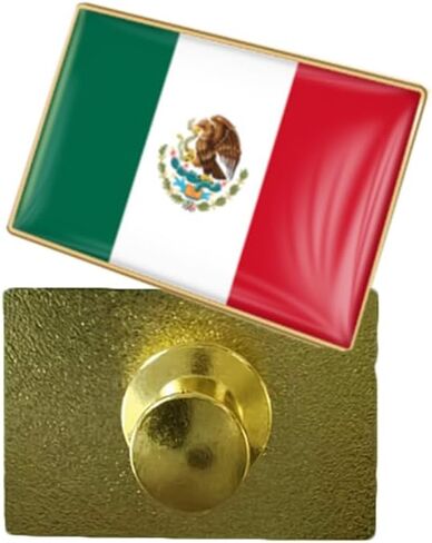 Mexico Flag Oblong Rectangle Shape Pin Back Butterfly Buckle or Cylinder Buckle Brooch Patriotic Badge in Saudi Arabia