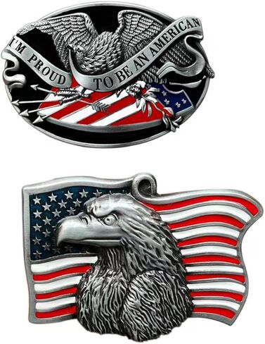 Native American Flag Belt Buckles, 2 Pieces, 2 Styles, Eagle Design in Saudi Arabia