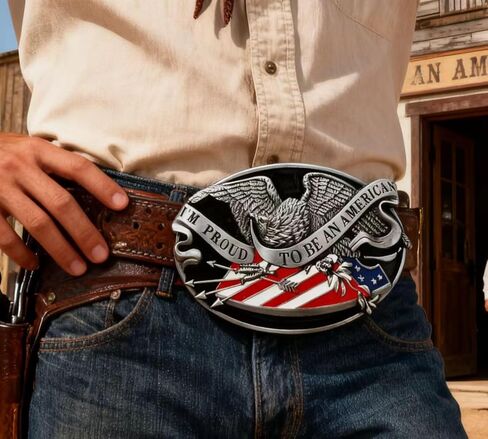 Native American Flag Belt Buckles, 2 Pieces, 2 Styles, Eagle Design in Saudi Arabia