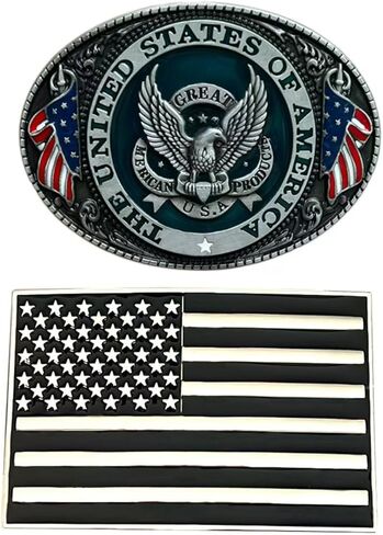Native American Flag Belt Buckles, 2 Pieces, 2 Styles, Eagle Design in Kuwait