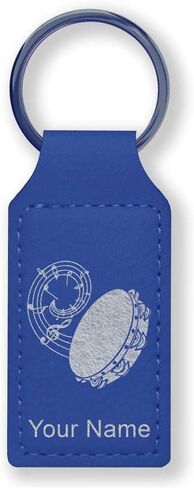 LaserGram Rectangle Keychain, Tambourine, Personalized Engraving Included in Saudi Arabia