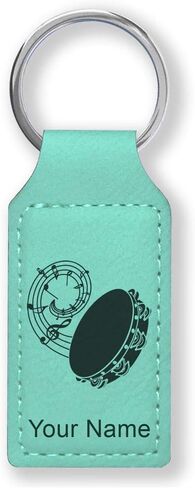 LaserGram Rectangle Keychain, Tambourine, Personalized Engraving Included in Saudi Arabia