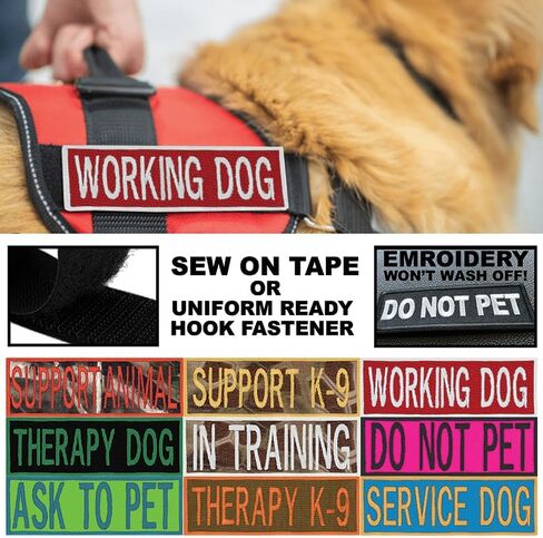 Working and Service Dog Patches Embroidered, 28 Fabrics with Over 30 Thread Color Options to Choose from. 4 Sizes. in Kuwait