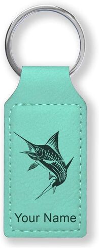 LaserGram Rectangle Keychain, Marlin Fish, Personalized Engraving Included (Dark Blue) in Kuwait