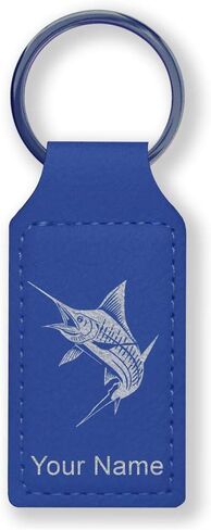 LaserGram Rectangle Keychain, Marlin Fish, Personalized Engraving Included (Dark Blue) in Saudi Arabia
