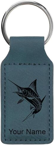LaserGram Rectangle Keychain, Marlin Fish, Personalized Engraving Included (Dark Blue) in Saudi Arabia