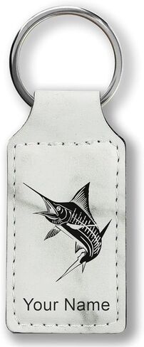 LaserGram Rectangle Keychain, Marlin Fish, Personalized Engraving Included (Dark Blue) in Saudi Arabia