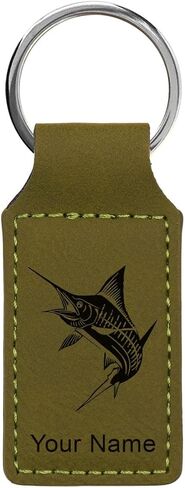 LaserGram Rectangle Keychain, Marlin Fish, Personalized Engraving Included (Dark Blue) in Saudi Arabia