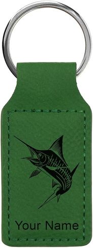LaserGram Rectangle Keychain, Marlin Fish, Personalized Engraving Included (Dark Blue) in Saudi Arabia