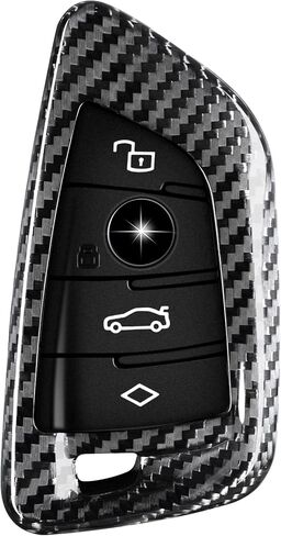 T-carbon Key Fob Cover Compatible with BMW Glass Fiber Key Fob Case Protector Compatible with BMW 2 Series 4 Series i4 M2 X4M 2023 2024 (Silver Black) in Saudi Arabia