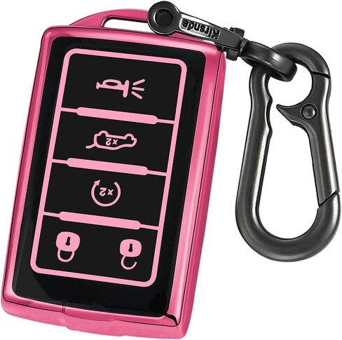 Key fob Cover with Metal Buckle Compatible with Jeep Grand Cherokee L Grand Wagoneer Smart Remote Key,Key Accessories,TPU Protection Key Case(5 Buttons Red-B) in Saudi Arabia