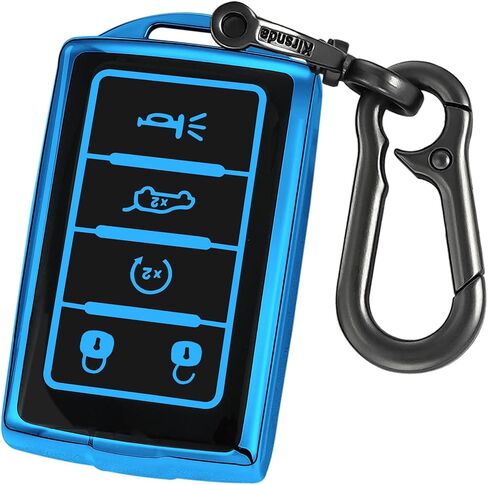 Key fob Cover with Metal Buckle Compatible with Jeep Grand Cherokee L Grand Wagoneer Smart Remote Key,Key Accessories,TPU Protection Key Case(5 Buttons Red-B) in Saudi Arabia