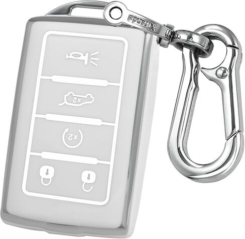 Key fob Cover with Metal Buckle Compatible with Jeep Grand Cherokee L Grand Wagoneer Smart Remote Key,Key Accessories,TPU Protection Key Case(5 Buttons Red-B) in Saudi Arabia