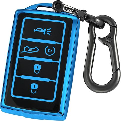 Key fob Cover with Metal Buckle Compatible with Jeep Grand Cherokee L Grand Wagoneer Smart Remote Key,Key Accessories,TPU Protection Key Case(5 Buttons Red-B) in Saudi Arabia