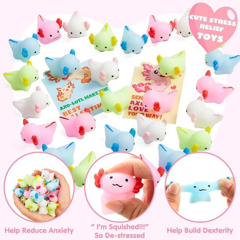 Joyin 28 حزم بطاقات هدايا لعبة Squishy للأطفال ، Kawaii Mochi للضغط مع البطاقات ، Mochi Squishy Toy Leaff Fidget for Kids Classroom Exchange Ribs Form in Kuwait