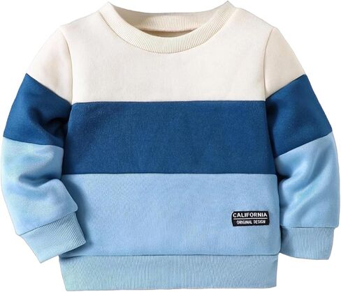 طفل رضيع الفتيان Crewneck البلوز البلوز كم طويل قمم تي شيرت كتلة اللون ملابس كاجوال للأطفال 6M-3Y in Kuwait