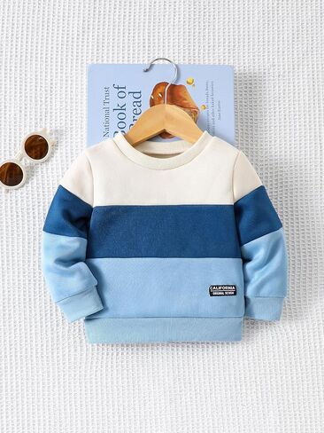 طفل رضيع الفتيان Crewneck البلوز البلوز كم طويل قمم تي شيرت كتلة اللون ملابس كاجوال للأطفال 6M-3Y in Kuwait