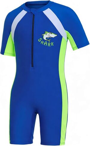 DivingBirds Kids Rash Guard Swimsuit,One Piece Short Sleeve Bathing Suit with Zip Sun Protection Swimwear for Boy Girl in Saudi Arabia