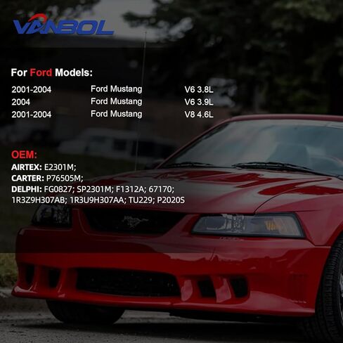مجموعة وحدة مضخة الوقود الكهربائية متوافقة مع 2001 2002 2003 2004 Ford Mustang V6 3.8L 3.9L 4.6L الغاز استبدال E2301M 1R3Z9H307AB 1R3U9H307AA VANBOL0141 مع وحدة إرسال in Saudi Arabia