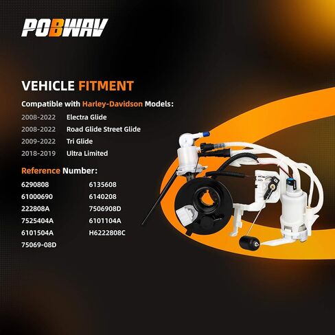 مجموعة مضخة الوقود 75069-08D متوافقة مع Harley-Davidson Touring 2008‑2022 Electra Glide/Road Glide/Street Glide/Tri Glide استبدال # 6290808 in Kuwait