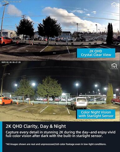 Virtavo Solarflask 2K Solar Security Cameras Wireless Outdoor ، عدسة ضوء النجوم ، الرؤية الليلية الملونة ، الكشف عن حركة PIR ، الصوت الذي يعمل بالبطاريات ، صوتي ثنائي الاتجاه ، مقاوم للطقس ، تخزين سحابة/SD ، WIFI 2.4 جيجا هرتز in Kuwait