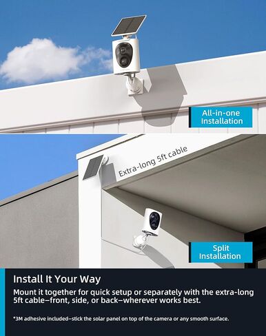Virtavo Solarflask 2K Solar Security Cameras Wireless Outdoor ، عدسة ضوء النجوم ، الرؤية الليلية الملونة ، الكشف عن حركة PIR ، الصوت الذي يعمل بالبطاريات ، صوتي ثنائي الاتجاه ، مقاوم للطقس ، تخزين سحابة/SD ، WIFI 2.4 جيجا هرتز in Kuwait