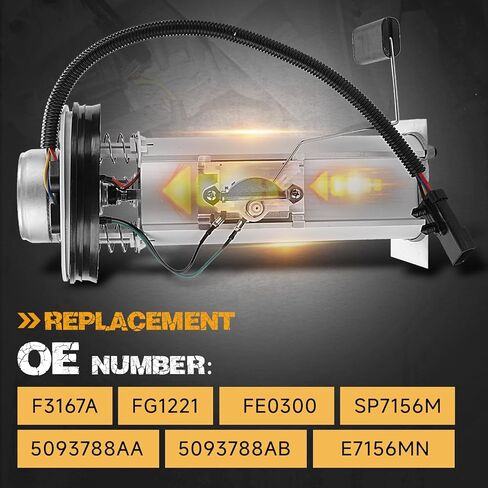 5093788ABv مجموعة وحدة مضخة الوقود الكهربائية مع وحدة إرسال مناسبة لسيارة Jeep TJ، Wrangler، 2003 2004، 2.4L 4.0L، استبدال # E7156MN، 5093788AA، SP7156M، FE0300، FG1221، F3167A 34400034 in Saudi Arabia