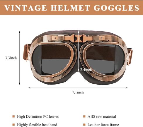 Vintage Motorcycle Goggles, Anti-Fog Dustproof Safety Riding Glasses, Anti-Scratch Windproof Pilot Style Helmet Eyewear in Saudi Arabia