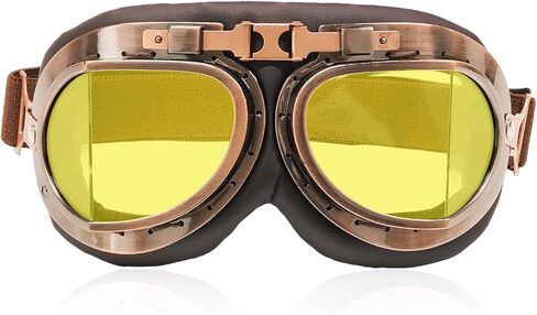 Vintage Motorcycle Goggles, Anti-Fog Dustproof Safety Riding Glasses, Anti-Scratch Windproof Pilot Style Helmet Eyewear in Saudi Arabia