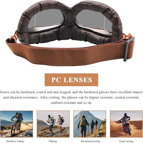 Vintage Motorcycle Goggles, Anti-Fog Dustproof Safety Riding Glasses, Anti-Scratch Windproof Pilot Style Helmet Eyewear in Saudi Arabia