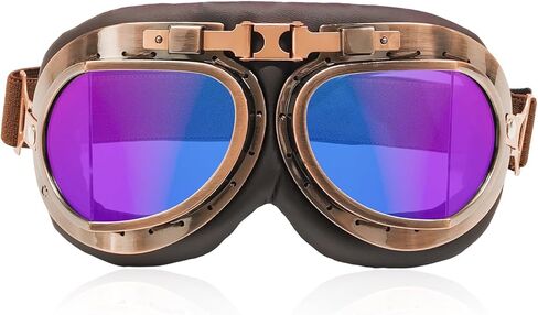 Vintage Motorcycle Goggles, Anti-Fog Dustproof Safety Riding Glasses, Anti-Scratch Windproof Pilot Style Helmet Eyewear in Saudi Arabia
