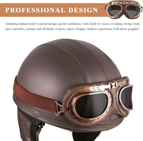 Vintage Motorcycle Goggles, Anti-Fog Dustproof Safety Riding Glasses, Anti-Scratch Windproof Pilot Style Helmet Eyewear in Saudi Arabia