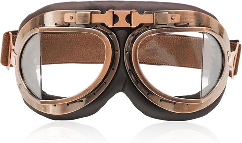 Vintage Motorcycle Goggles, Anti-Fog Dustproof Safety Riding Glasses, Anti-Scratch Windproof Pilot Style Helmet Eyewear in Saudi Arabia