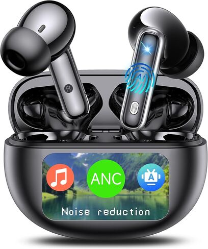 EUQQ Open Ear Bluetooth 5.4 Headphones, Wireless Earbuds Sport Over Earphones Built-in Mic with Ear Hooks 50H Playtime Ear Buds LED Display Charging Case, Waterproof Design for Running in Kuwait