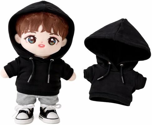 MIIQ 20cm / 8in / 7.8in ملابس دمية أفخم. هوديي سوداء صلبة. لم يتم تضمين دمية أفخم وغيرها من الملحقات in Kuwait
