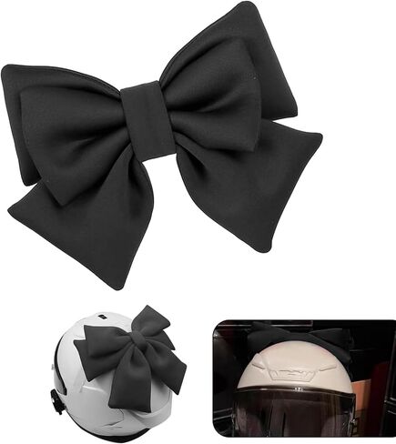 Large Bow Helmet Decorations, Suction Cup Fabric Bow Helmet Accessories, Universal for Ski Bike Motorcycle Gear (Black) in Kuwait
