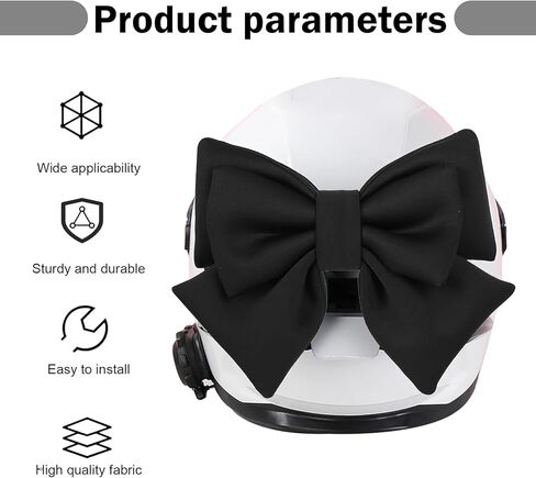 Large Bow Helmet Decorations, Suction Cup Fabric Bow Helmet Accessories, Universal for Ski Bike Motorcycle Gear (Black) in Kuwait
