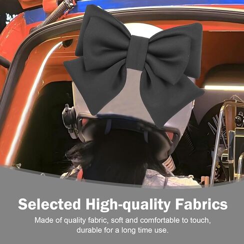 Large Bow Helmet Decorations, Suction Cup Fabric Bow Helmet Accessories, Universal for Ski Bike Motorcycle Gear (Black) in Kuwait