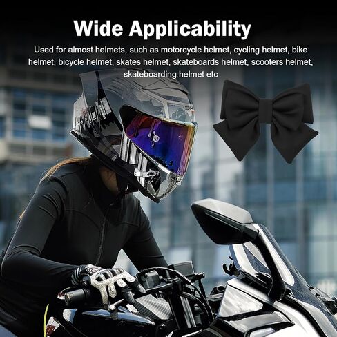 Large Bow Helmet Decorations, Suction Cup Fabric Bow Helmet Accessories, Universal for Ski Bike Motorcycle Gear (Black) in Kuwait
