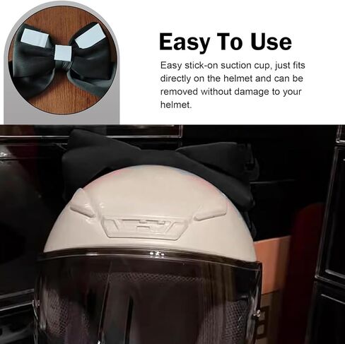Large Bow Helmet Decorations, Suction Cup Fabric Bow Helmet Accessories, Universal for Ski Bike Motorcycle Gear (Black) in Kuwait