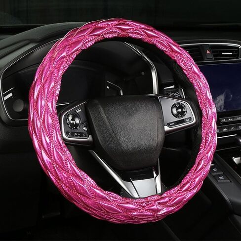 New Glossy Car Steering Wheel Cover for Women,15 Inch Steering Wheel Protection Decoration Accessories for Car SUV (Blue) in Kuwait