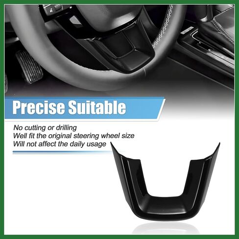 Motoforti for Honda Civic 11th Gen 22 Steering Wheel Cover Trim Center Consoles U Type Frame Trim Decor for Sedan Hatchback LX EX EX-L Sport Touring ABS Sweat-proof Bright Black Long-lasting in Saudi Arabia