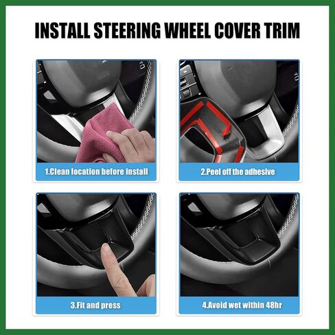 Motoforti for Honda Civic 11th Gen 22 Steering Wheel Cover Trim Center Consoles U Type Frame Trim Decor for Sedan Hatchback LX EX EX-L Sport Touring ABS Sweat-proof Bright Black Long-lasting in Saudi Arabia