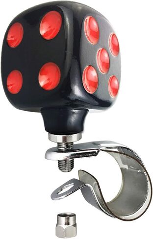 Arenbel Dice Style Wheel Assist Booster Spinner Grip Handle, Car Steering Suicide Turning Knob Fit Most Agricultural Tractors Forklifts Lawn Mowers Boats, Black Red in Saudi Arabia