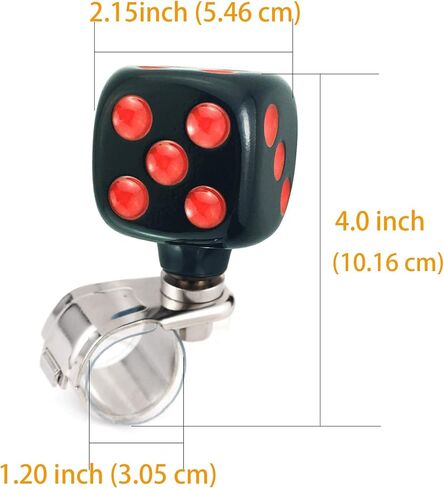 Arenbel Dice Style Wheel Assist Booster Spinner Grip Handle, Car Steering Suicide Turning Knob Fit Most Agricultural Tractors Forklifts Lawn Mowers Boats, Black Red in Saudi Arabia