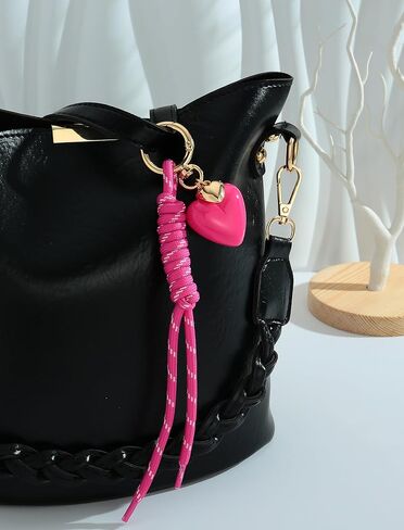 Heart Bag Charms for Backpacks Knot Rope Keychains Cute Heart Keychain Vintage Pink Keychains Purse Charms for Handbags Tote Bags Women Accessories in Kuwait